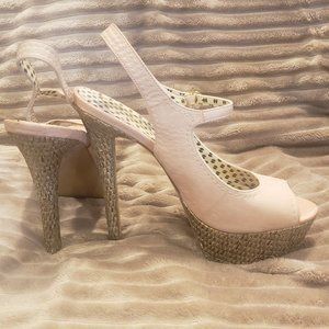 JESSICA SIMPSON “Eddy" Peep-Toe Leather Slingback's-Size 8.5